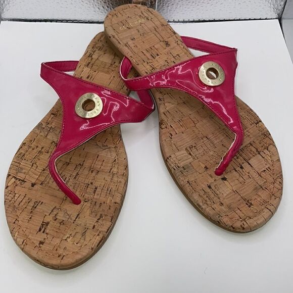 Cole Haan “Tabitha” Bright Pink & Gold Designed Thong Sandals (Size: 6.5) - Picture 10 of 11